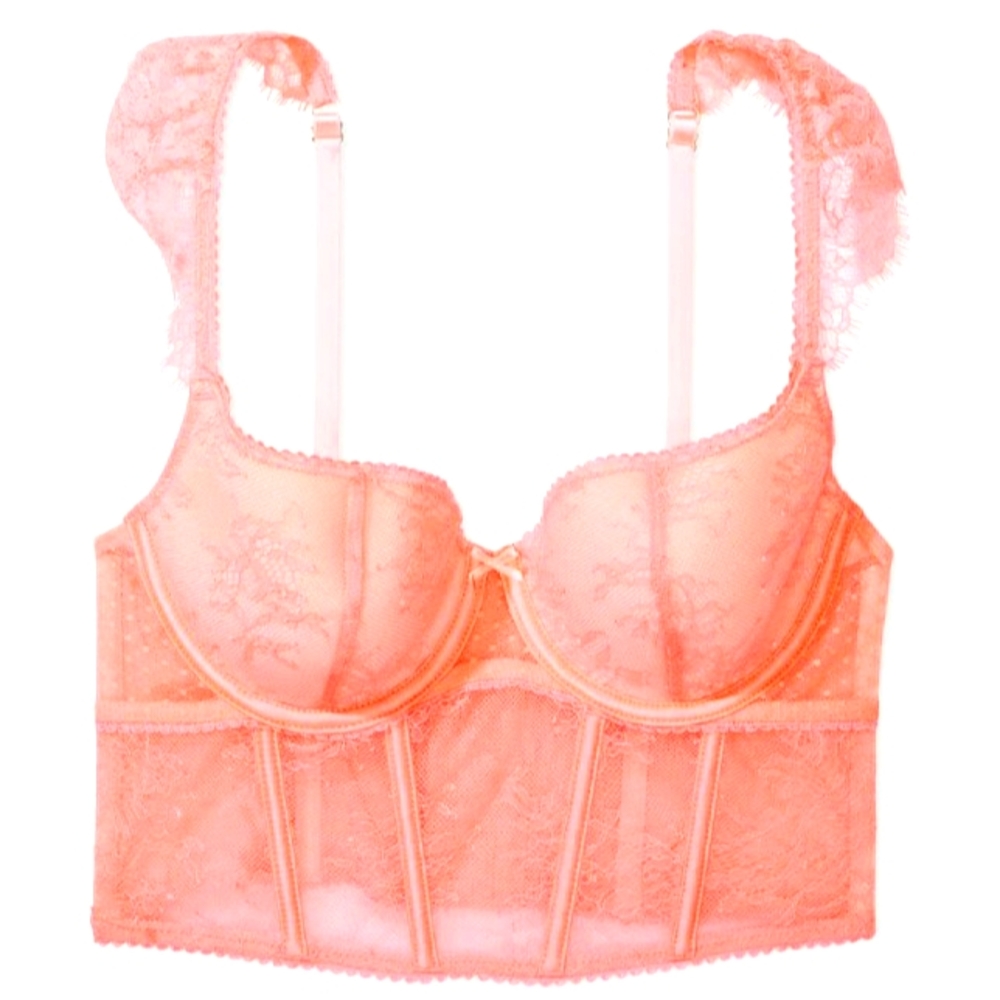 VS Cap-Sleeve Corset Bra Top Neon Nectar(Orange) Size S NWT
